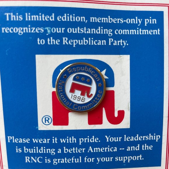 Two (2) NEW 1998 & 2000 RNC Republican GOP Elephant Lapel Lanyard Pin Souvenir - Picture 2 of 5